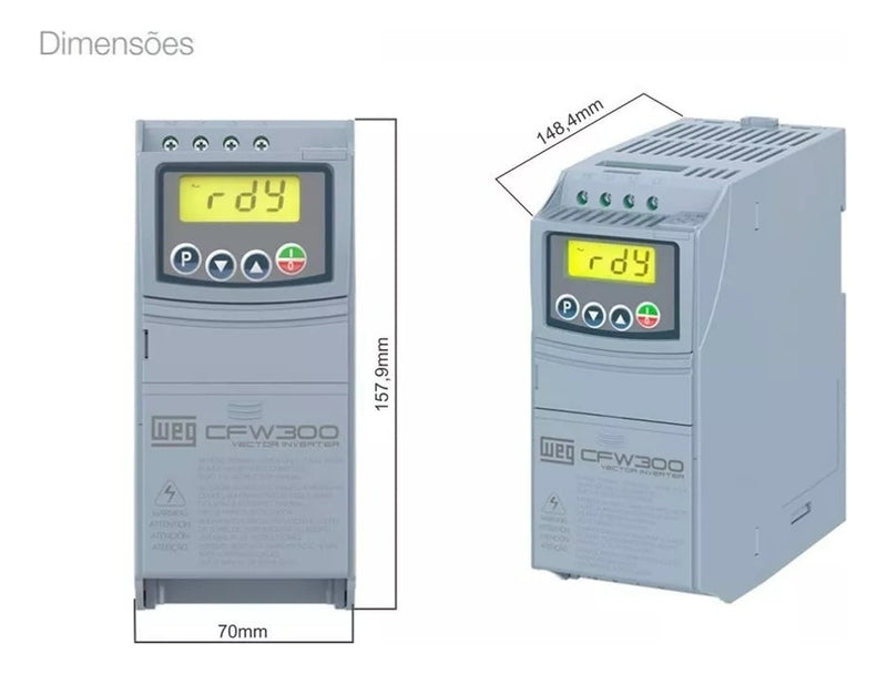 Inversor de frequência Weg Cfw300 2cv 7,3a 220v Mono