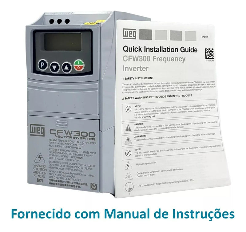 Inversor de frequência Weg Cfw300 2cv 7,3a 220v Mono